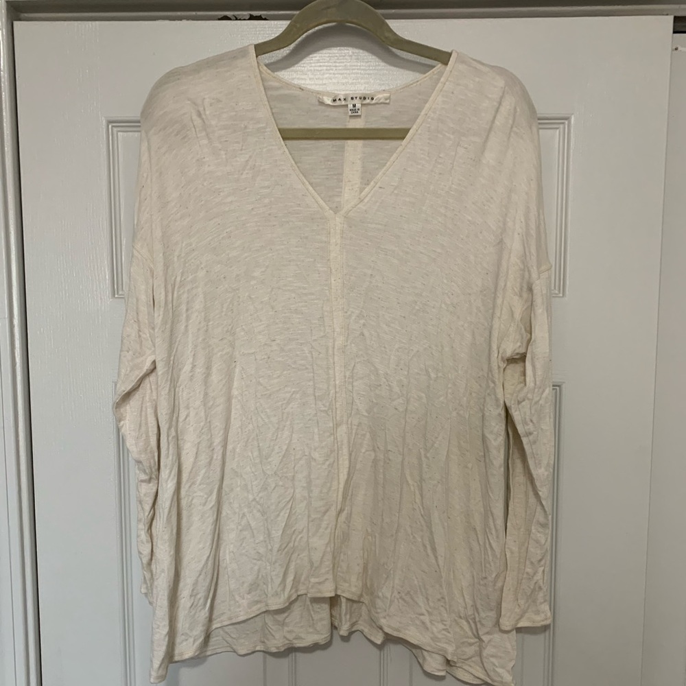 Max Studio Cream Flowy Shirt